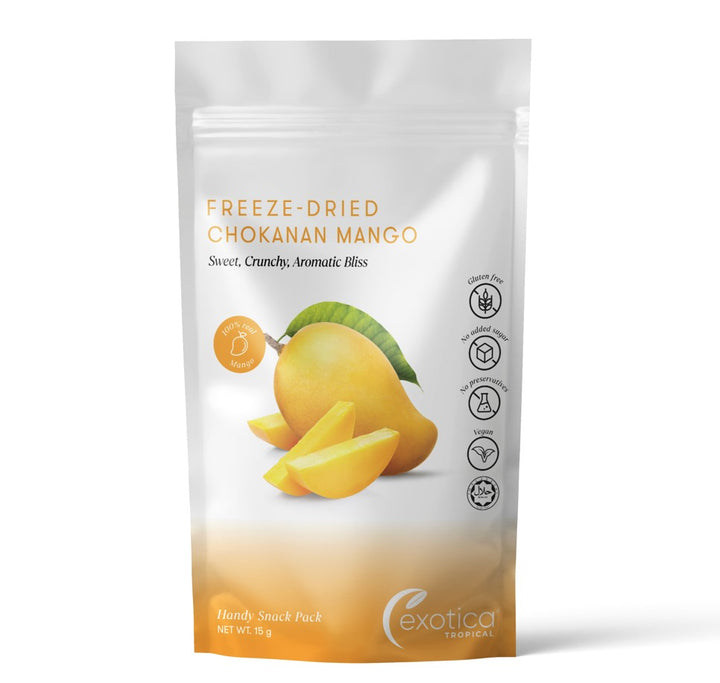 Exotica Tropical Freeze Dried Chokanan Mango Handy Snack Pack 15g